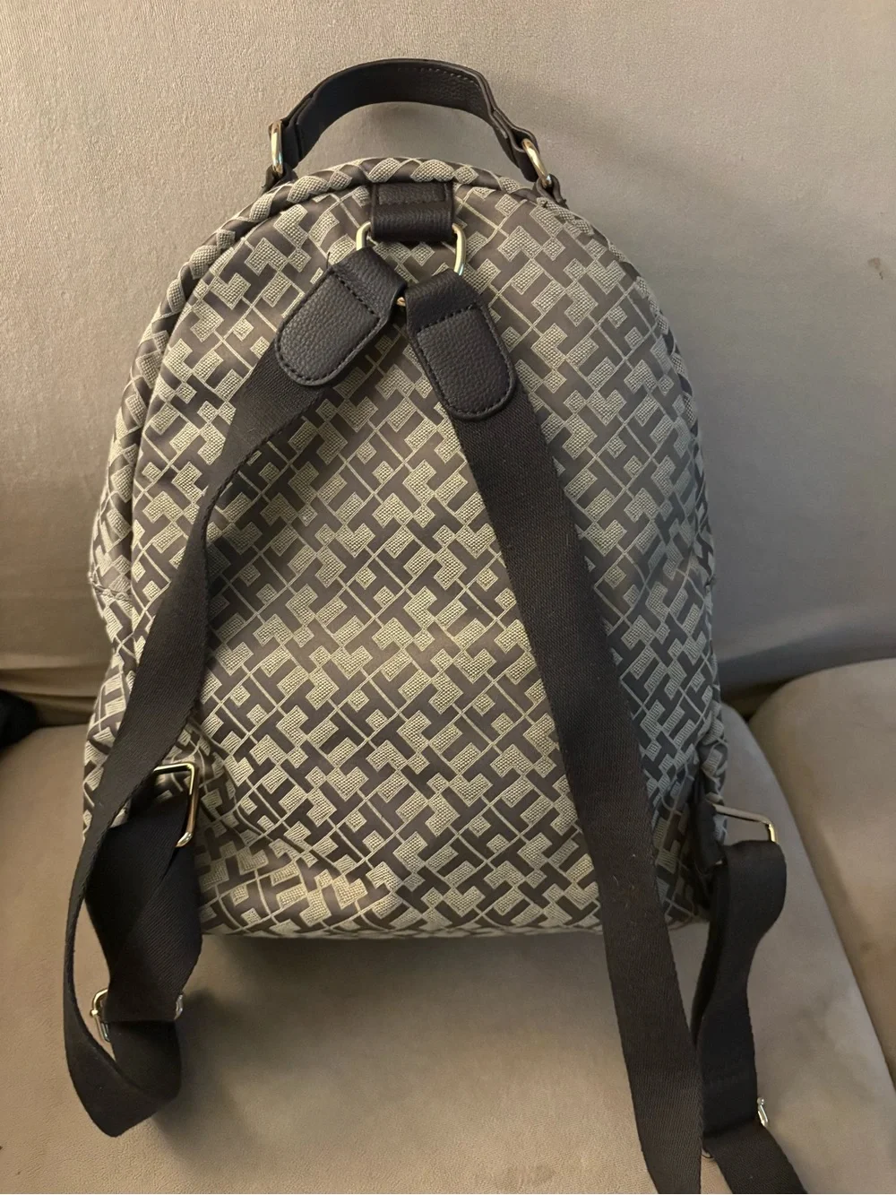 Tommy Hilfiger Gray & Black Monogram Backpack NWOT